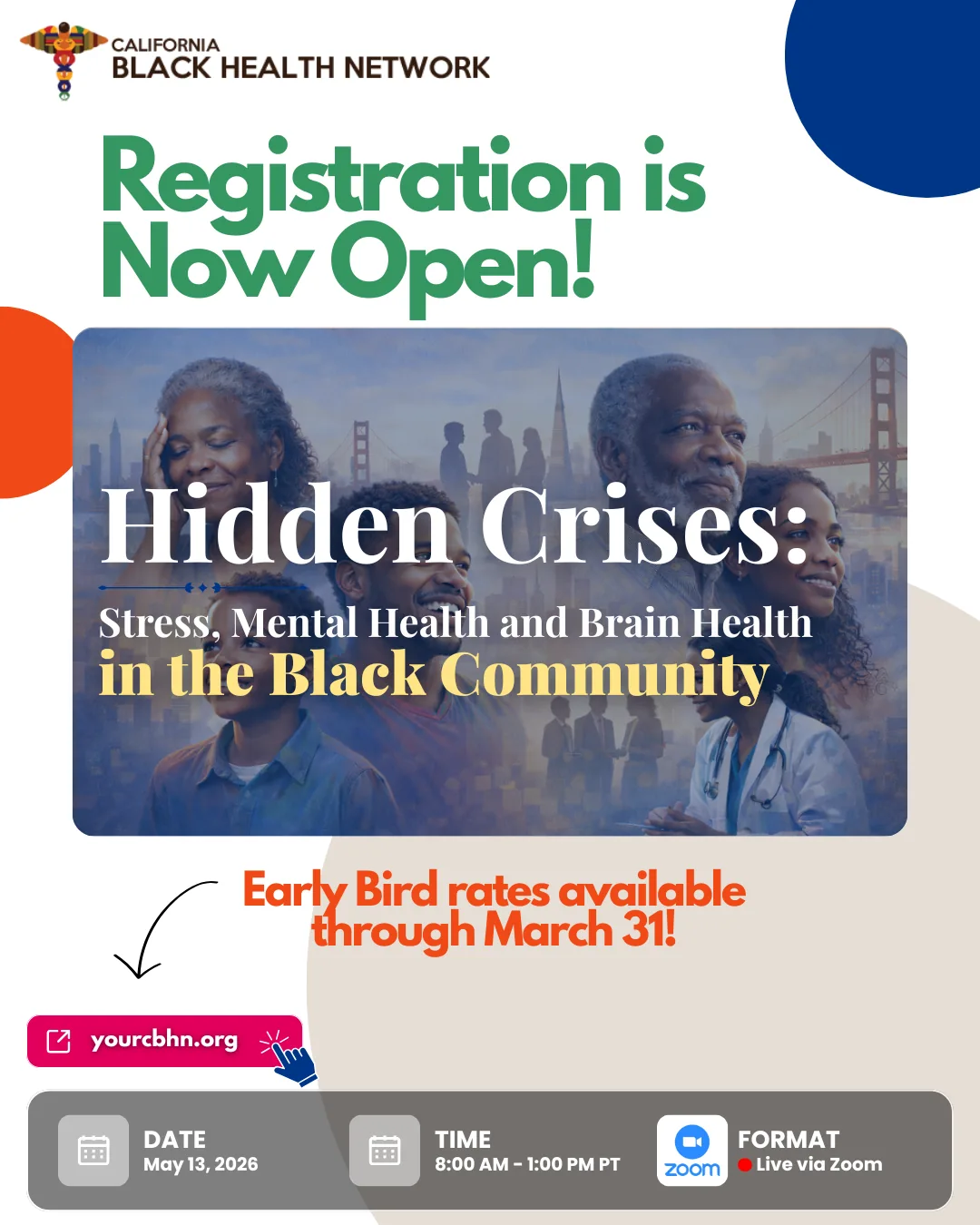 California Black Health Network social post announcing that registration is open for the Hidden Crises conference