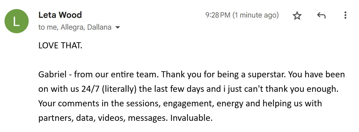 Testimonial from Leta Wood